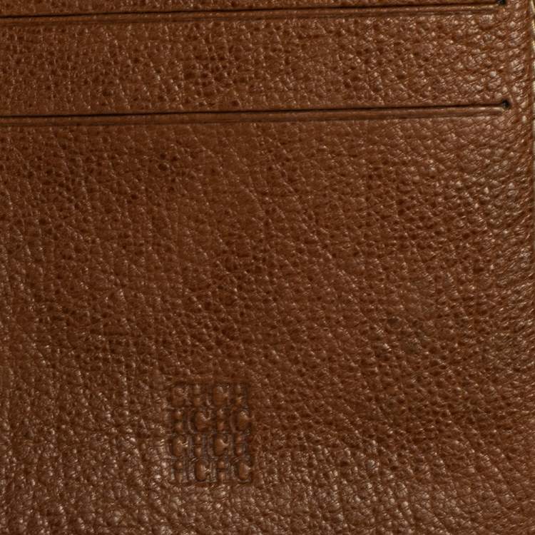 Pre Owned Carolina Herrera Brown Leather Zip Around Wallets