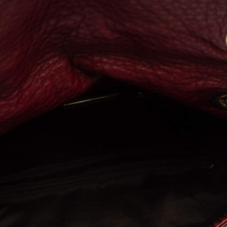 Pre Owned Carolina Herrera Burgundy Monogram Leather Audrey Shoulder Bag