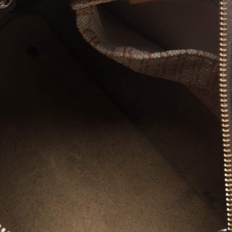 Pre Owned Carolina Herrera Beige Monogram Leather Medium Andy Boston Bag