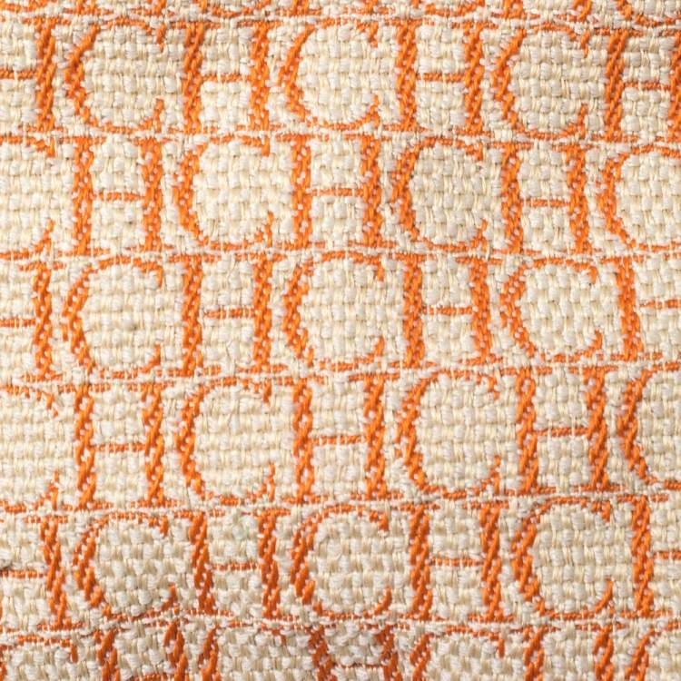 Pre Owned Carolina Herrera Beige Monogram Leather Medium Andy Boston Bag