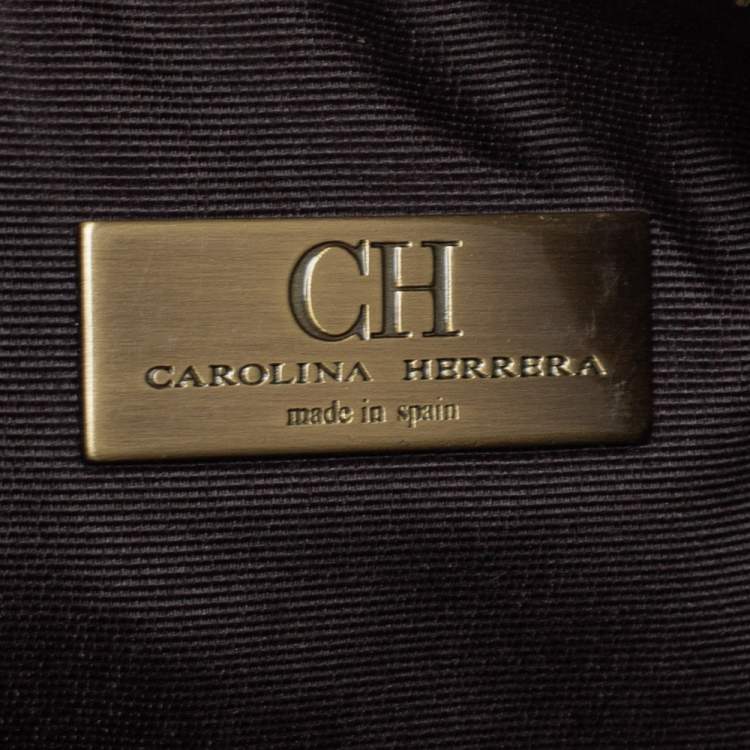 Pre Owned Carolina Herrera Tan Embossed Leather Shoulder Bag