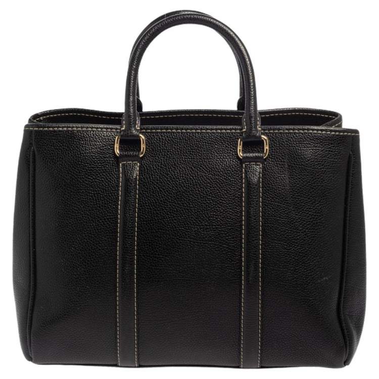 Pre Owned Carolina Herrera Black Grained Leather Matteo Tote