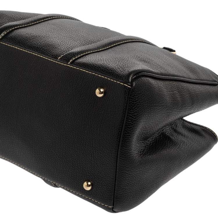 Pre Owned Carolina Herrera Black Grained Leather Matteo Tote