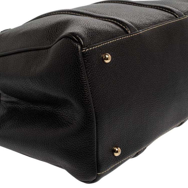 Pre Owned Carolina Herrera Black Grained Leather Matteo Tote