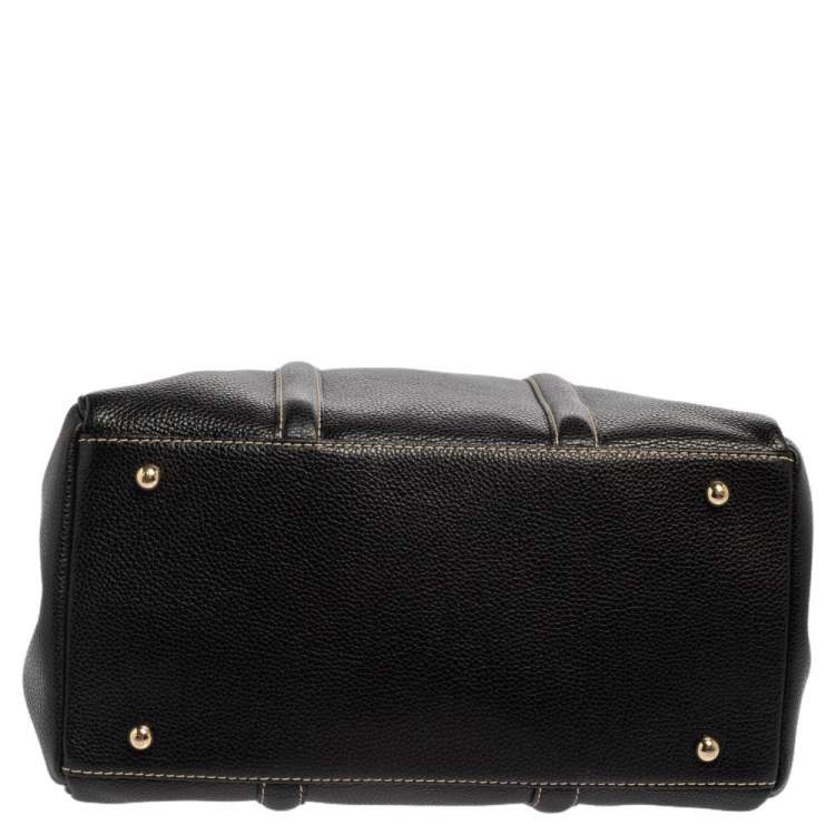 Pre Owned Carolina Herrera Black Grained Leather Matteo Tote