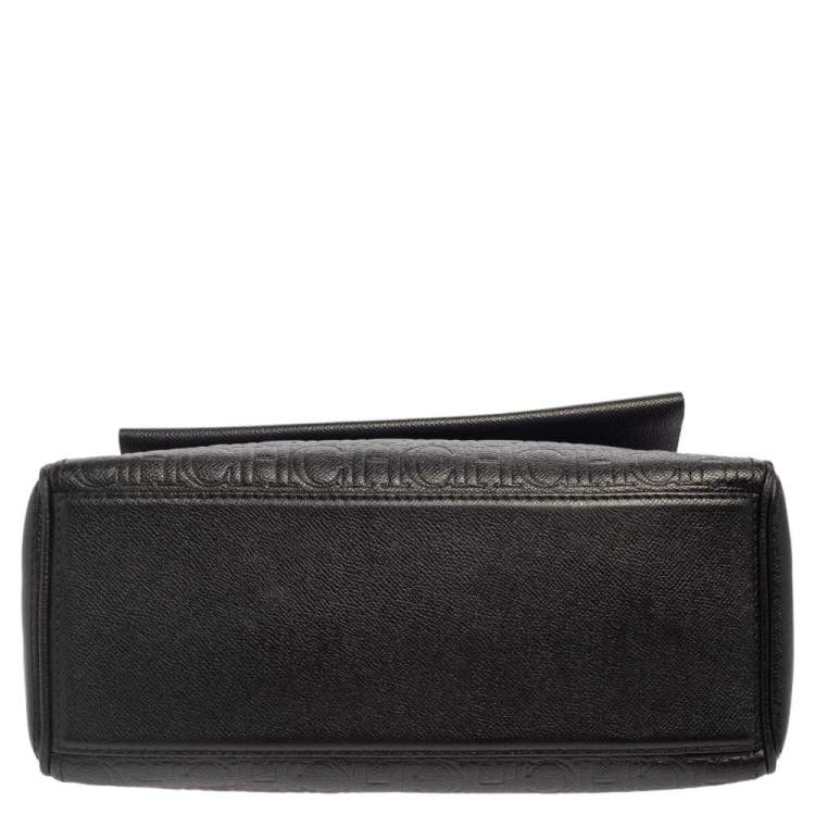 Pre Owned Carolina Herrera Black Leather Minuetto Flap Top Handle Bag