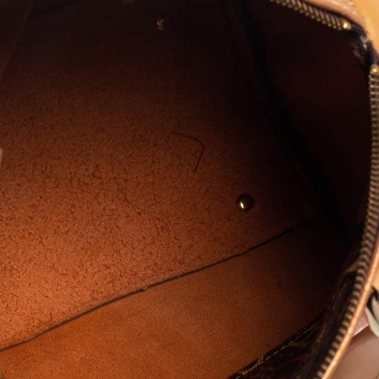 Pre Owned Carolina Herrera Metallic Rose Gold Embossed Leather Andy Boston Bag