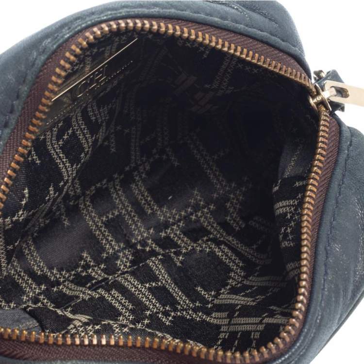 Pre Owned Carolina Herrera Blue Quilted Leather Chain Crossbody Bag