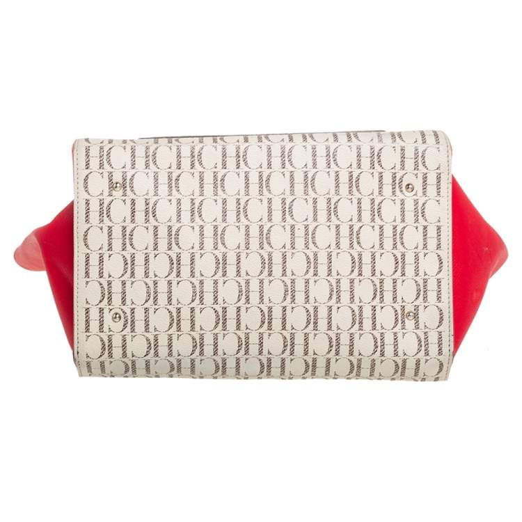 Pre Owned Carolina Herrera Multicolor Coated Canvas and Leather Front Pocket Tote