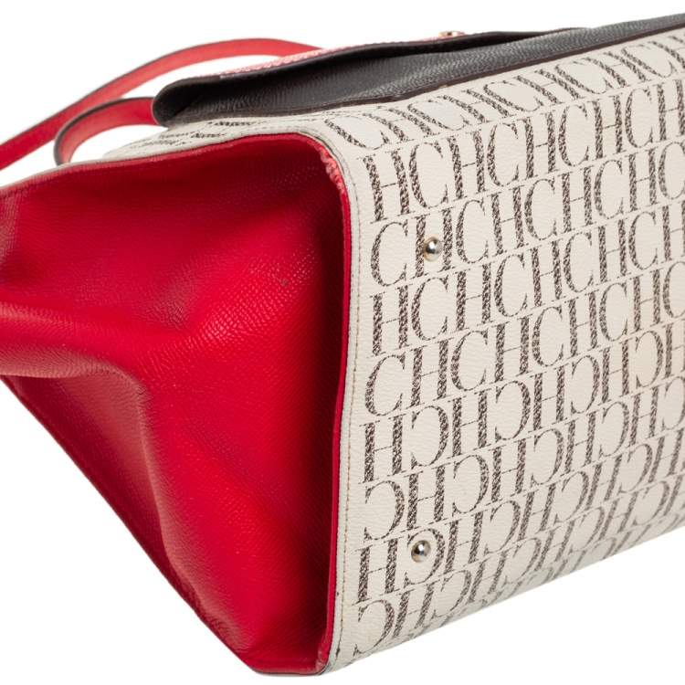 Pre Owned Carolina Herrera Multicolor Coated Canvas and Leather Front Pocket Tote