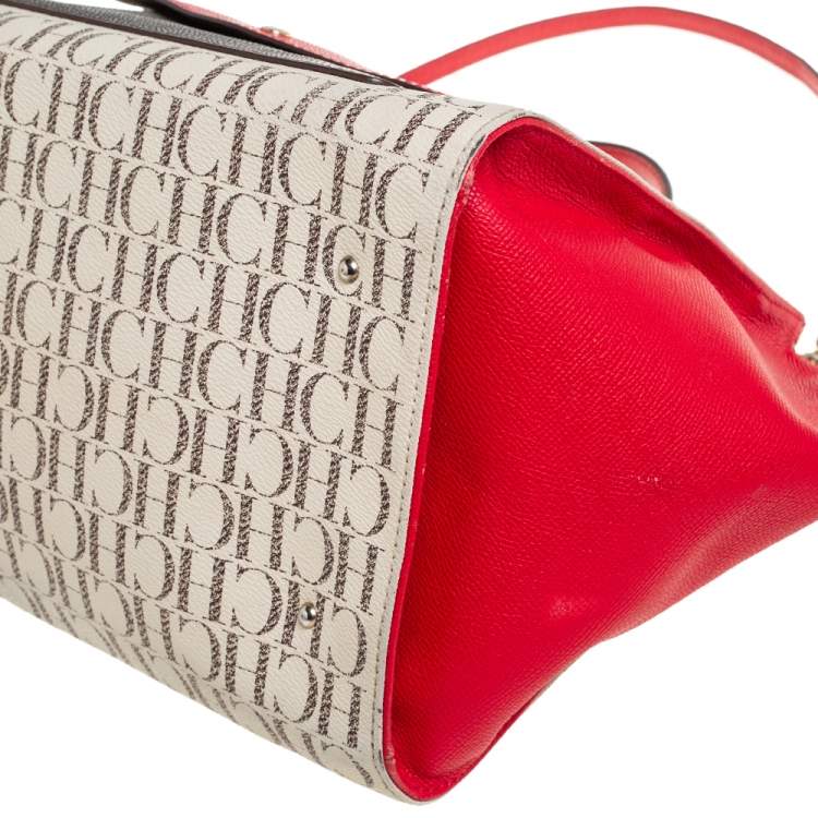 Pre Owned Carolina Herrera Multicolor Coated Canvas and Leather Front Pocket Tote