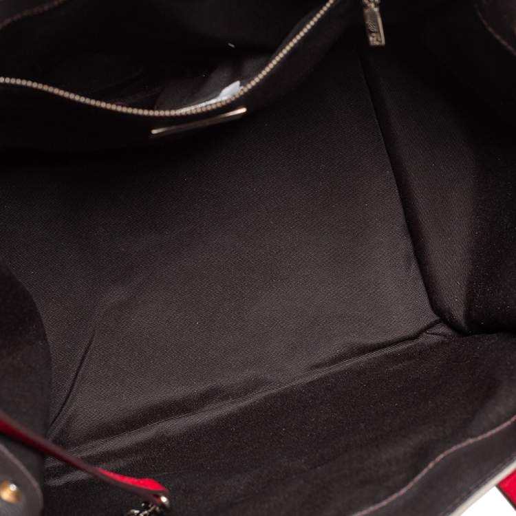 Pre Owned Carolina Herrera Multicolor Coated Canvas and Leather Front Pocket Tote