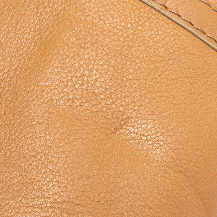 Pre Owned Carolina Herrera Tan Leather Small Top Handle Bag 