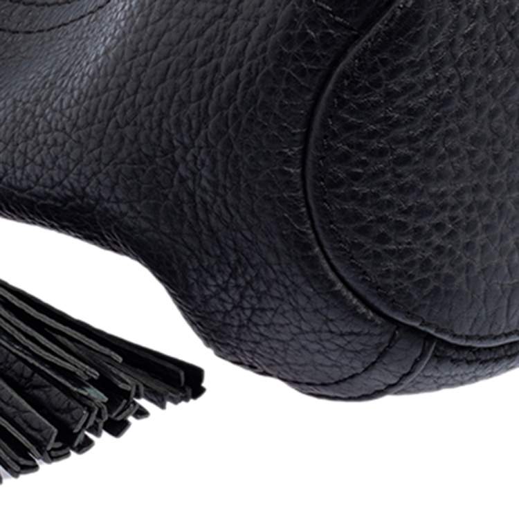 Pre Owned Carolina Herrera Black Leather Chain Tassel Shoulder Bag