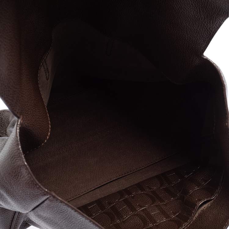 Pre Owned Carolina Herrera Brown Leather Tempo Collection Adagio Tote