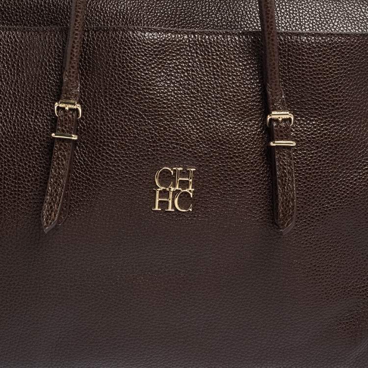 Pre Owned Carolina Herrera Brown Leather Tempo Collection Adagio Tote