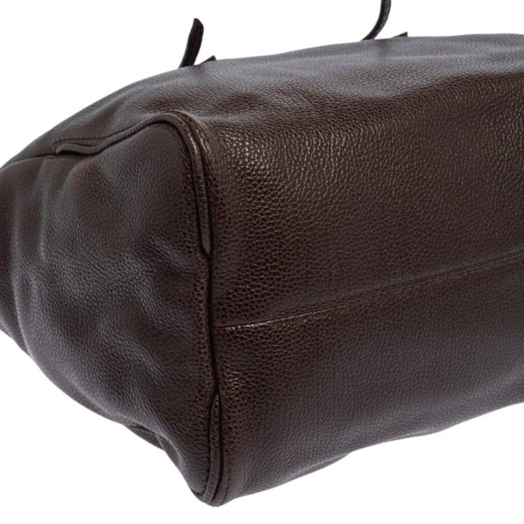 Pre Owned Carolina Herrera Brown Leather Tempo Collection Adagio Tote