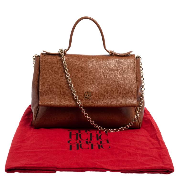 مملوكة مسبقًا Carolina Herrera Brown Leather Minuetto Top Handle Bag