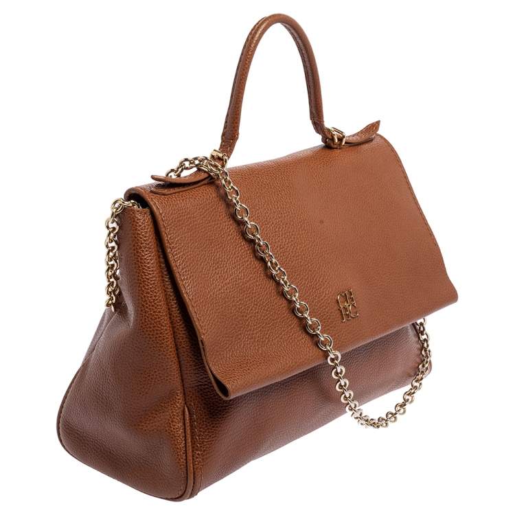 مملوكة مسبقًا Carolina Herrera Brown Leather Minuetto Top Handle Bag