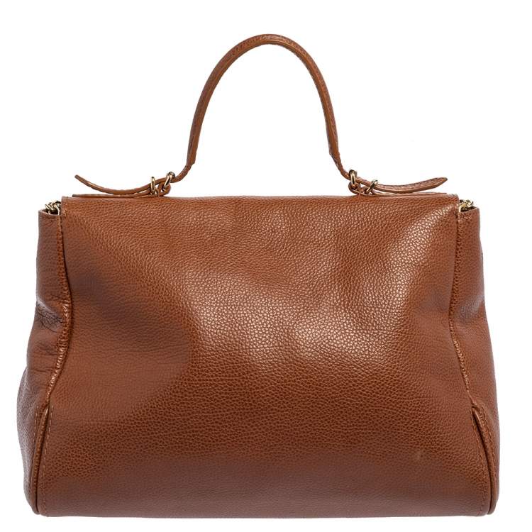 مملوكة مسبقًا Carolina Herrera Brown Leather Minuetto Top Handle Bag