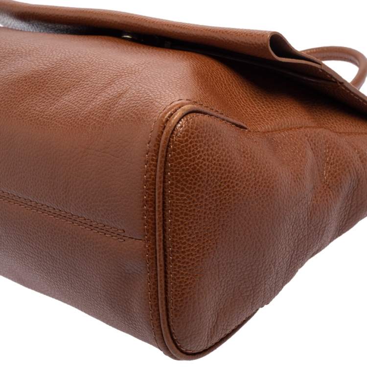 مملوكة مسبقًا Carolina Herrera Brown Leather Minuetto Top Handle Bag