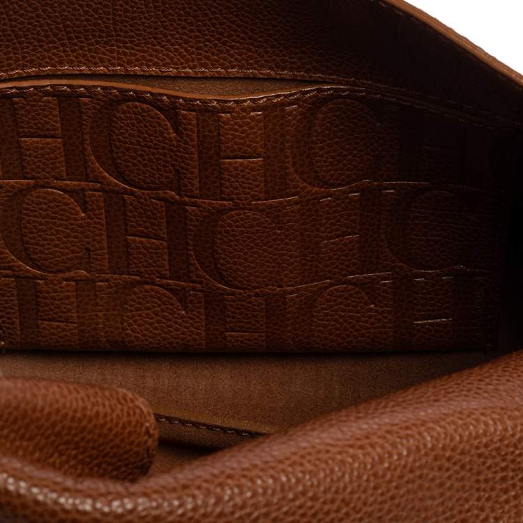 مملوكة مسبقًا Carolina Herrera Brown Leather Minuetto Top Handle Bag