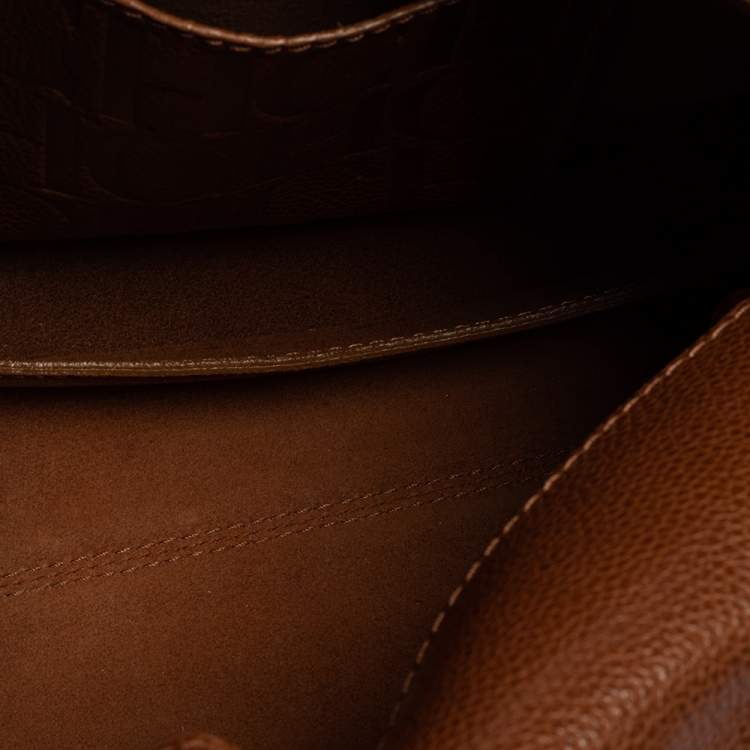 مملوكة مسبقًا Carolina Herrera Brown Leather Minuetto Top Handle Bag