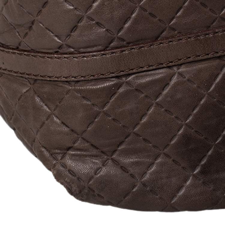 Pre Owned Carolina Herrera Brown Quilted Leather Tote