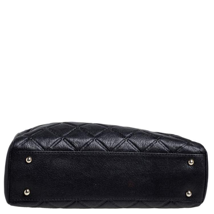 Pre Owned Carolina Herrera Black Quilted Leather Chain Tote