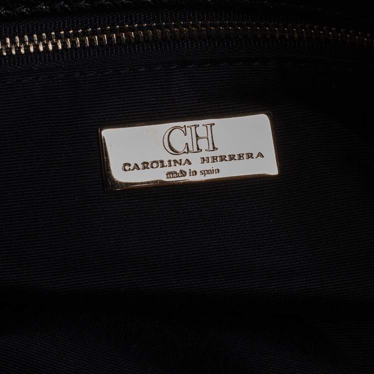 Pre Owned Carolina Herrera Black Quilted Leather Chain Tote