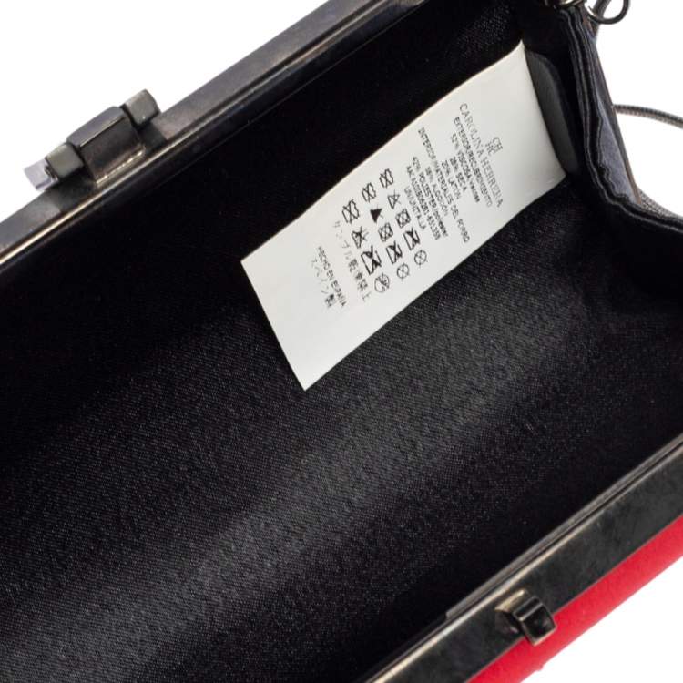Pre Owned Carolina Herrera Red Satin Chain Clutch