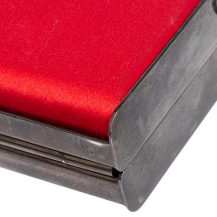 Pre Owned Carolina Herrera Red Satin Chain Clutch