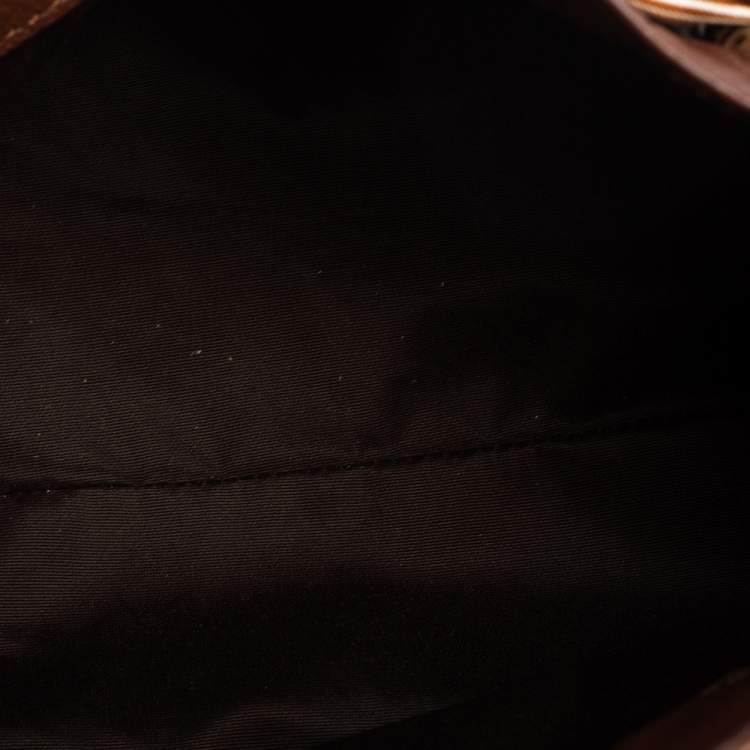 Pre Owned Carolina Herrera Brown Monogram Embossed Leather Scarf Hobo