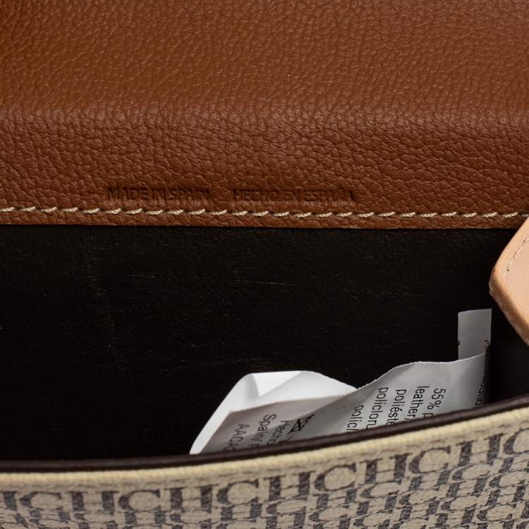 Pre Owned Carolina Herrera Beige/Brown Monogram Coated Canvas Flap Compact Wallet