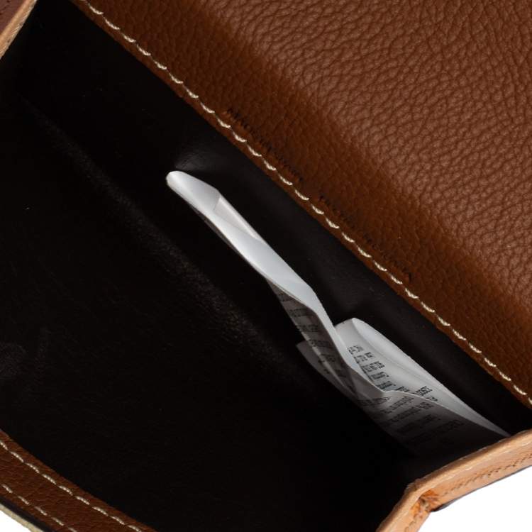 Pre Owned Carolina Herrera Beige/Brown Monogram Coated Canvas Flap Compact Wallet