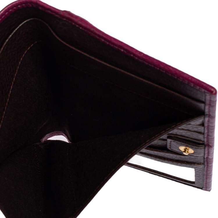 Pre Owned Carolina Herrera Purple Monogram Embossed Leather Bifold Wallet Organizer  