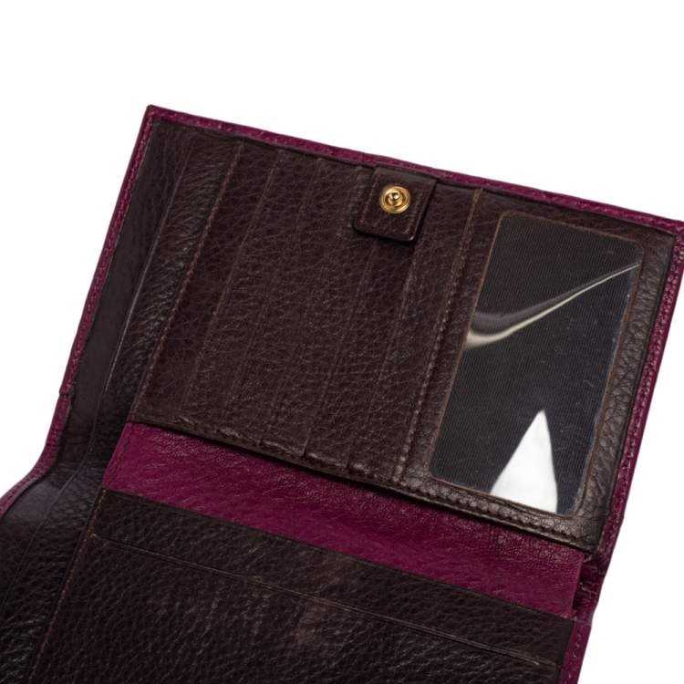 Pre Owned Carolina Herrera Purple Monogram Embossed Leather Bifold Wallet Organizer  