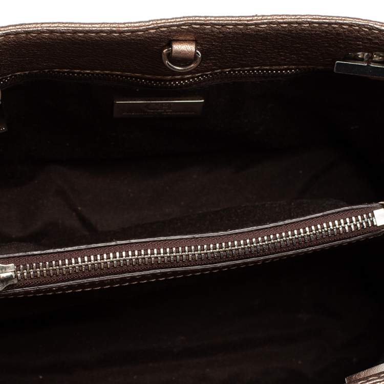 Pre Owned Carolina Herrera Metallic Copper Micro Quilted Leather Chain Tote