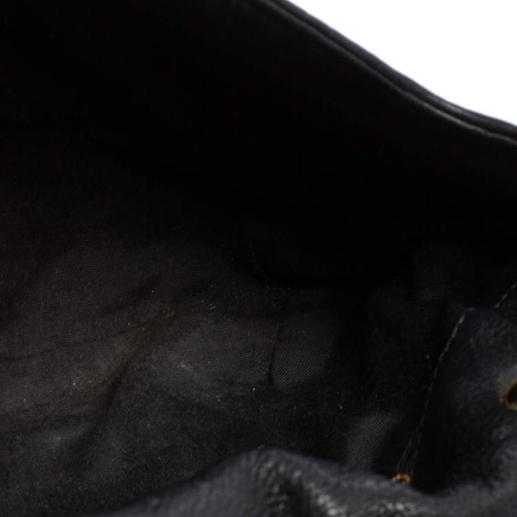 Pre Owned Carolina Herrera Black Embossed Leather Bow Flap Shoulder Bag