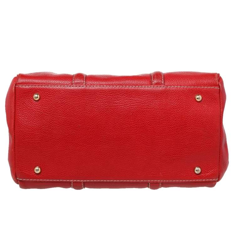 Pre Owned Carolina Herrera Red Leather Matteo Tote