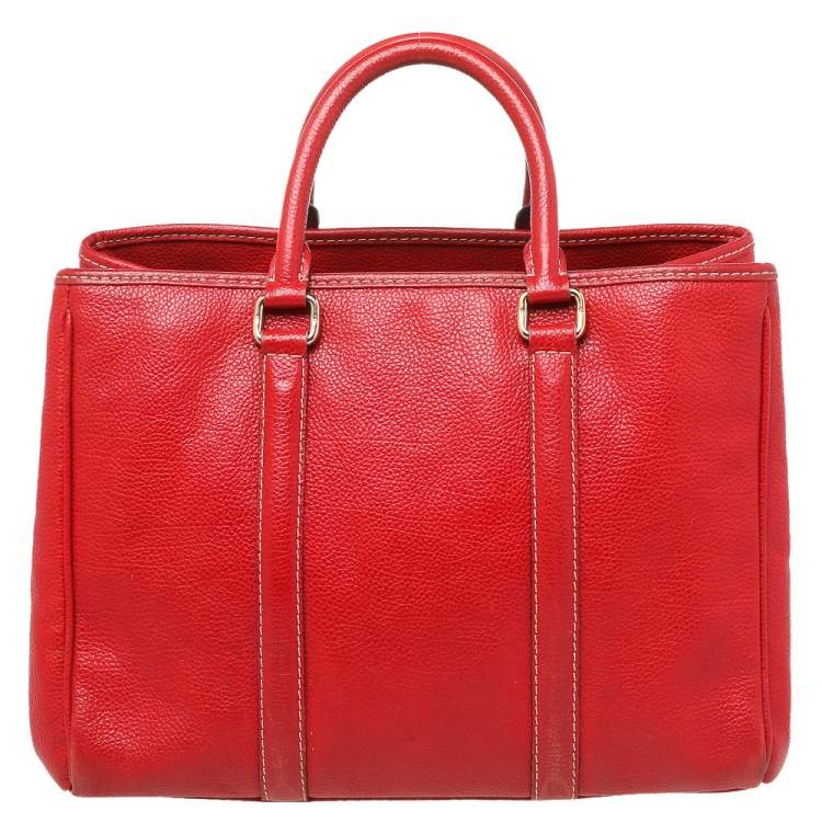 Pre Owned Carolina Herrera Red Leather Matteo Tote