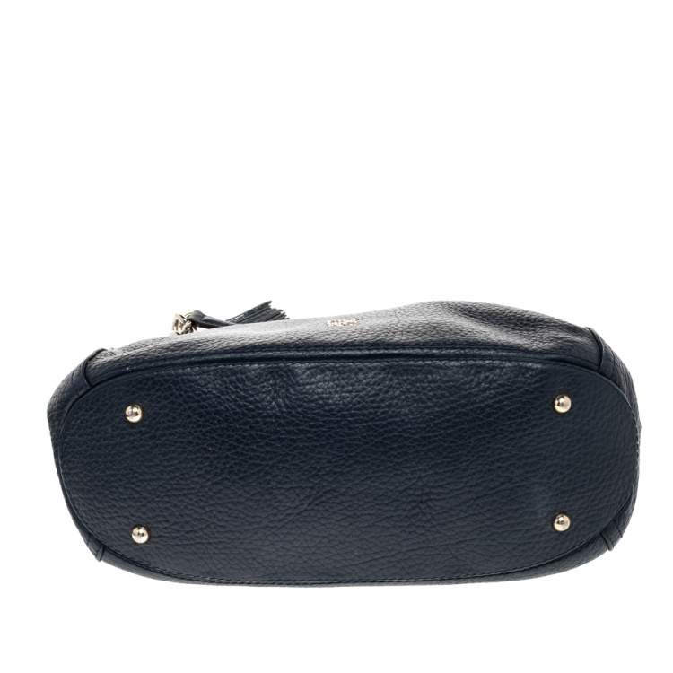 Pre Owned CH Carolina Herrera Blue Leather Tassel Shoulder Bag