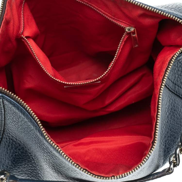 Pre Owned CH Carolina Herrera Blue Leather Tassel Shoulder Bag