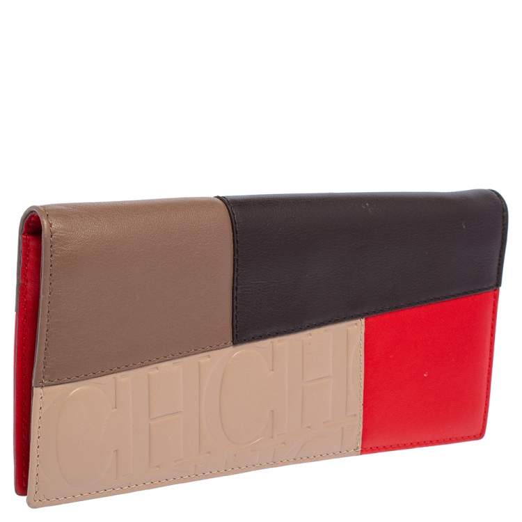 Pre Owned Carolina Herrera Multicolor Monogram Leather Bifold Long Wallet