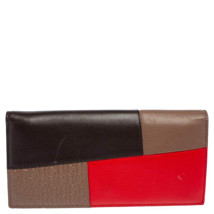 Pre Owned Carolina Herrera Multicolor Monogram Leather Bifold Long Wallet
