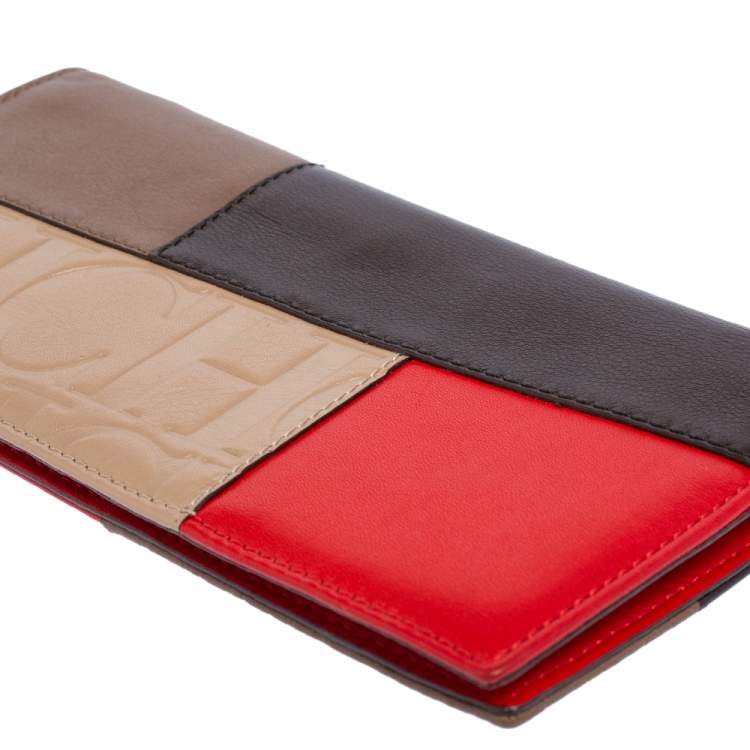Pre Owned Carolina Herrera Multicolor Monogram Leather Bifold Long Wallet