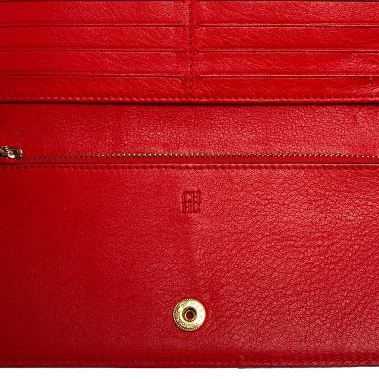 Pre Owned Carolina Herrera Multicolor Monogram Leather Bifold Long Wallet