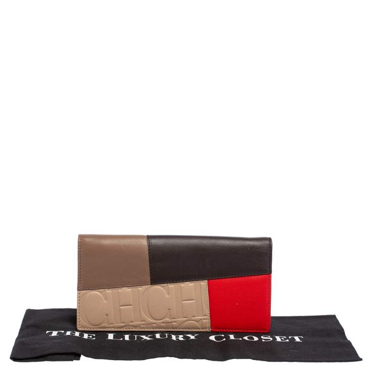 Pre Owned Carolina Herrera Multicolor Monogram Leather Bifold Long Wallet