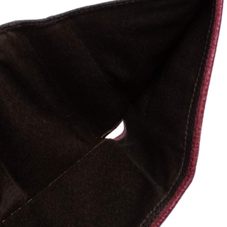 Pre Owned Carolina Herrera Burgundy Grained Leather Trifold Wallet