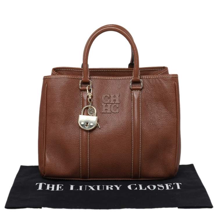 Pre Owned Carolina Herrera Brown Leather Matteo Tote